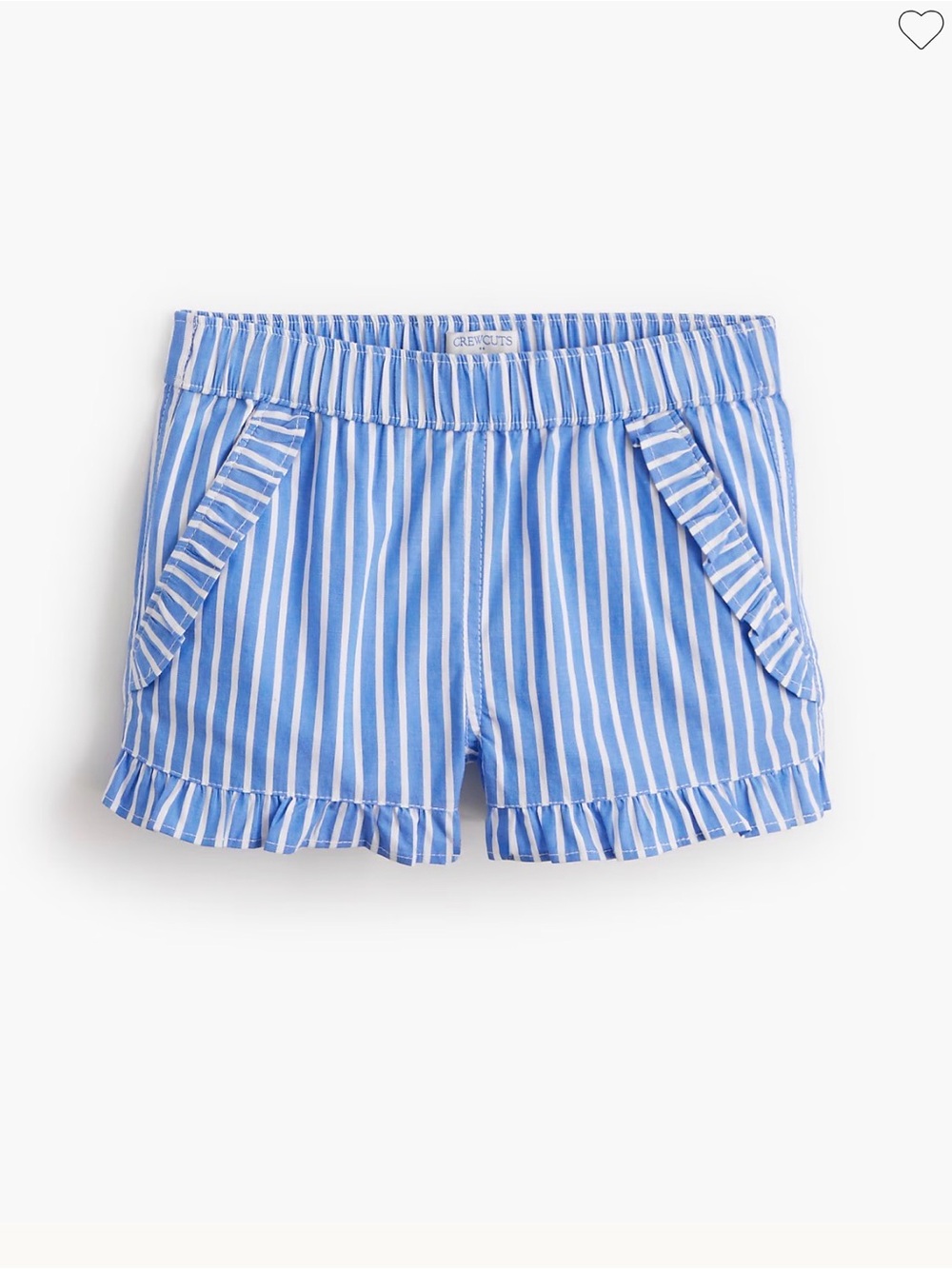 Crewcuts Blue and White Stripe High-Waist Ruffle Shorts